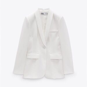 Zara White Blazer w/ Tuxedo Collar - XS